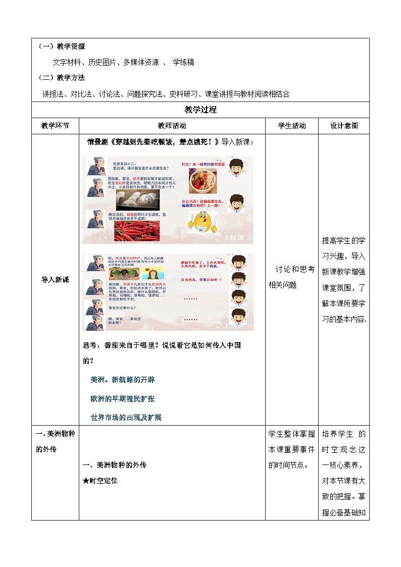 【新课标】2《新航路开辟后的食物物种交流》课件+教案+导学案+分层作业02