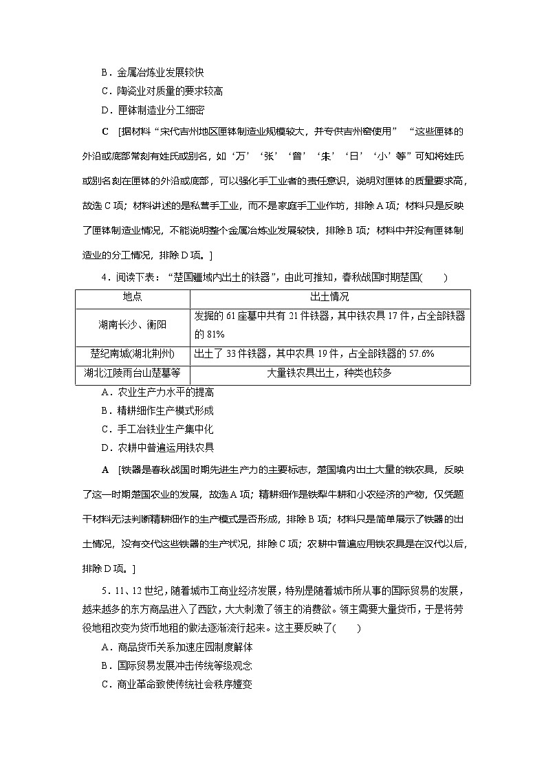 第2单元　生产工具与劳作方式单元测试题 （含答案）  2024-2025学年高二历史统编版（2019）选择性必修第二册02