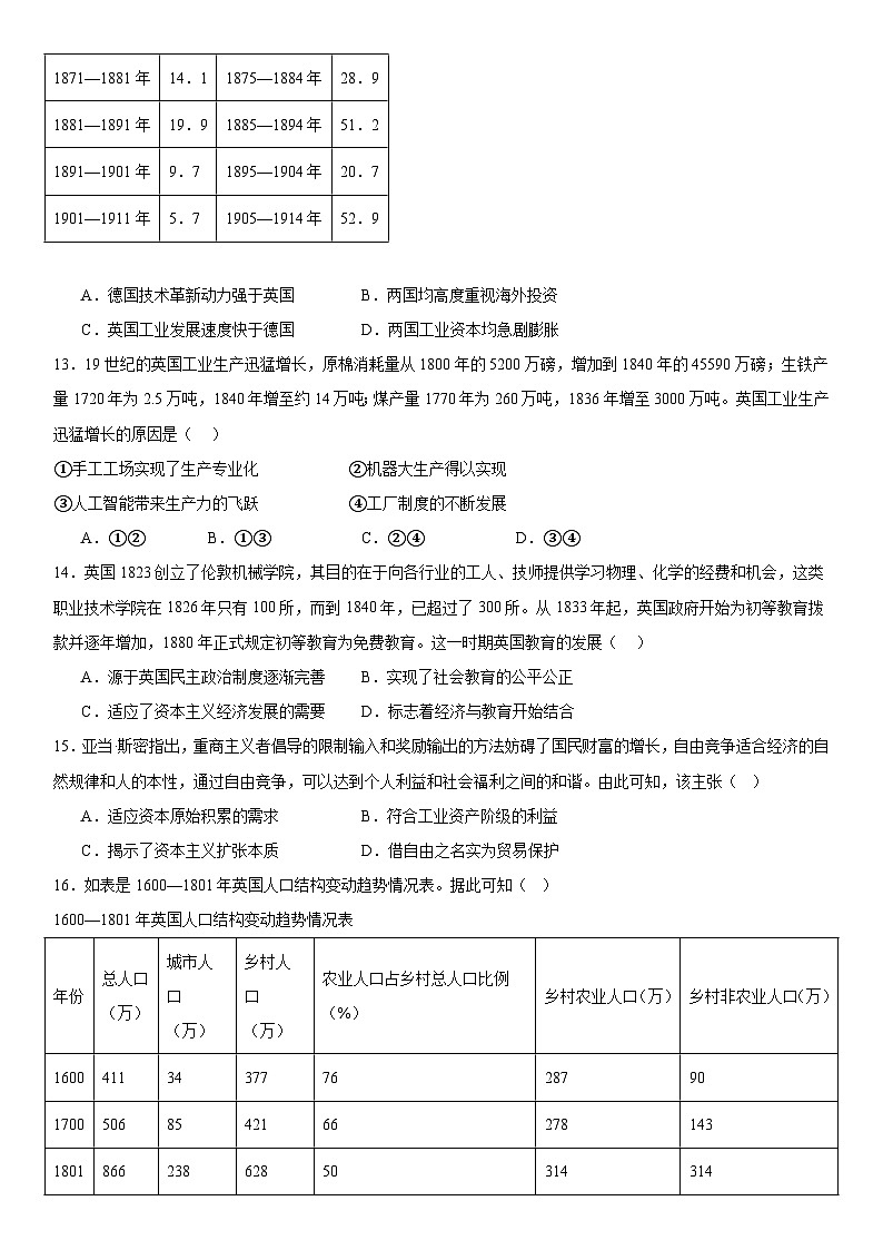 第2单元 生产具与劳作方式 综合测试单元练习（含答案）--2024-2025学年高二历史统编版（2019）选择性必修203