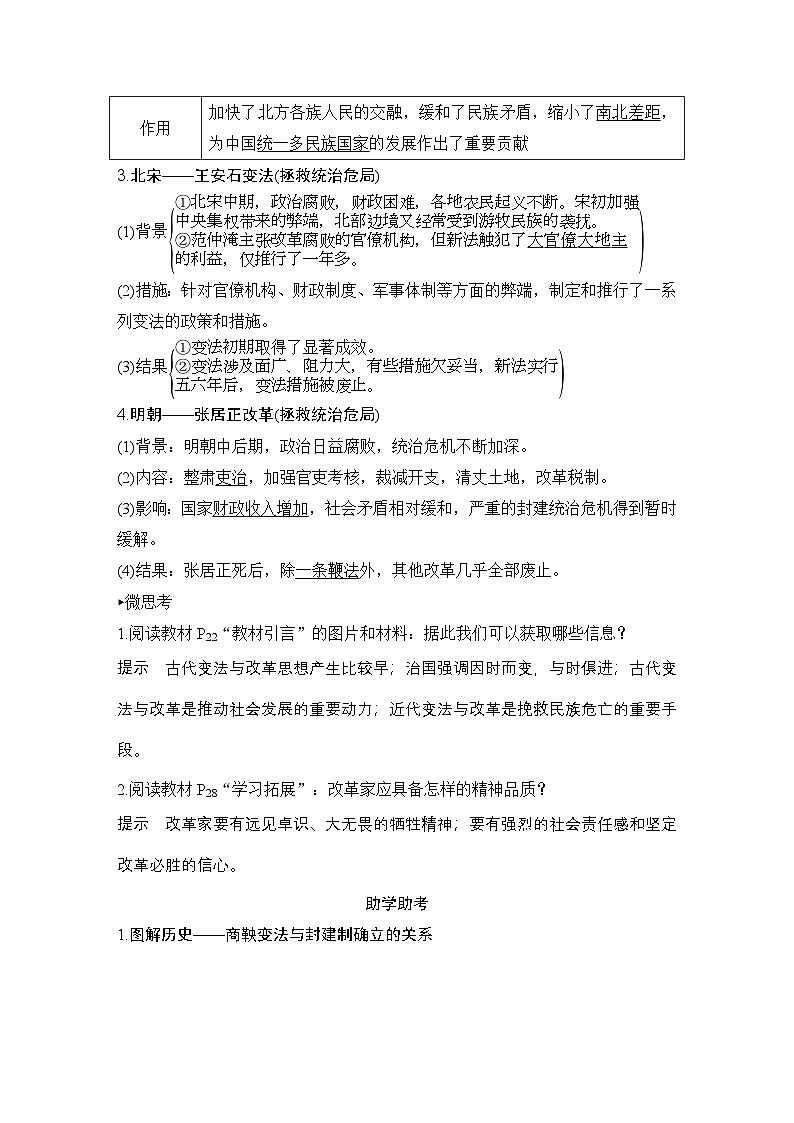 第4课　中国历代变法和改革  任务式学案（含解析）  2024-2025学年高二历史部编版（2019）选择性必修第一册第2页