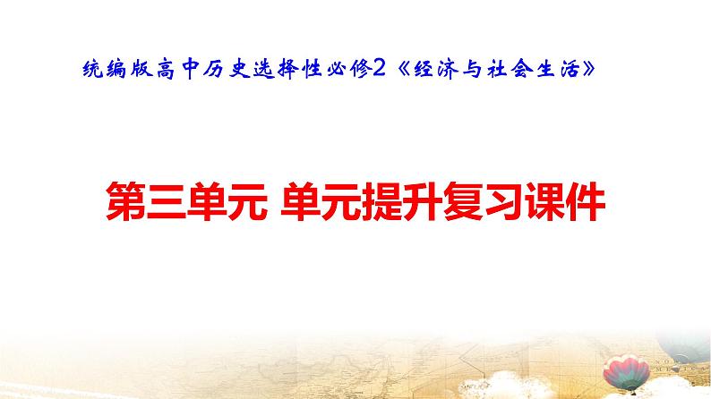 统编版高中历史选择性必修2《经济与社会生活》第三单元 单元提升复习课件01