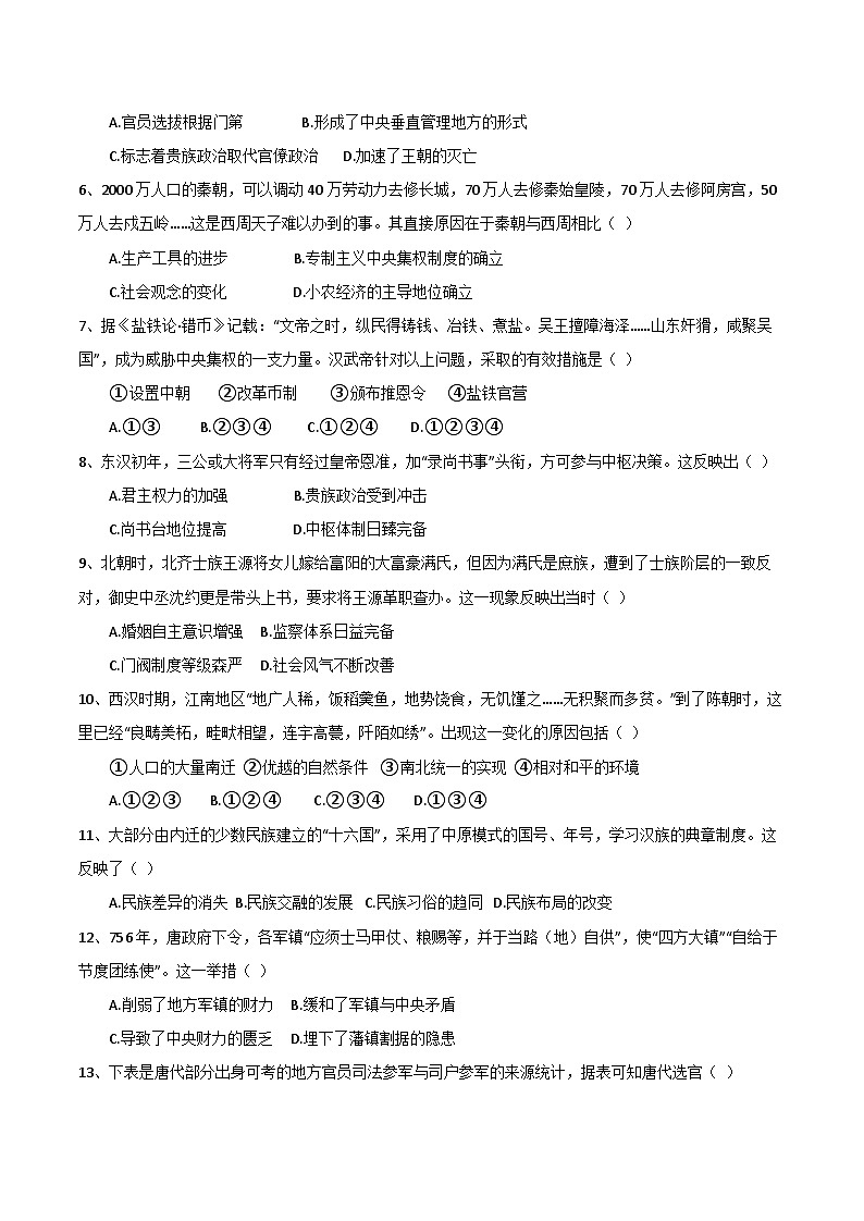 四川省乐山第一中学校2023-2024学年乐山一中高2026高一上学期10月月考历史试题02