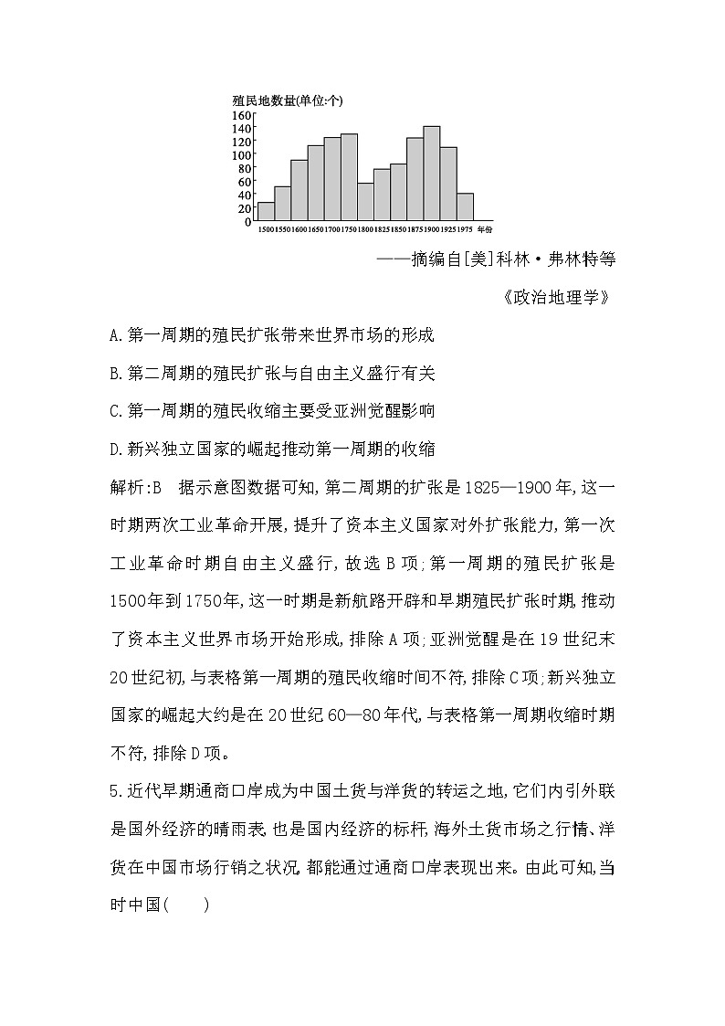 第8课　世界市场与商业贸易  练习（含答案）——  2024-2025学年高二历史部编版（2019）选择性必修第二册03