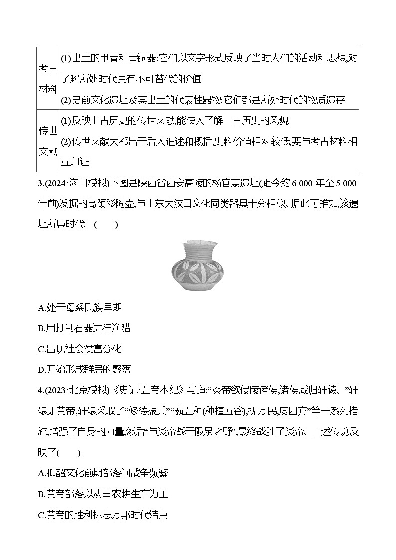 第一单元中华文明的起源与早期国家 （含解析）2025年高考历史一轮复习专题课时精讲02