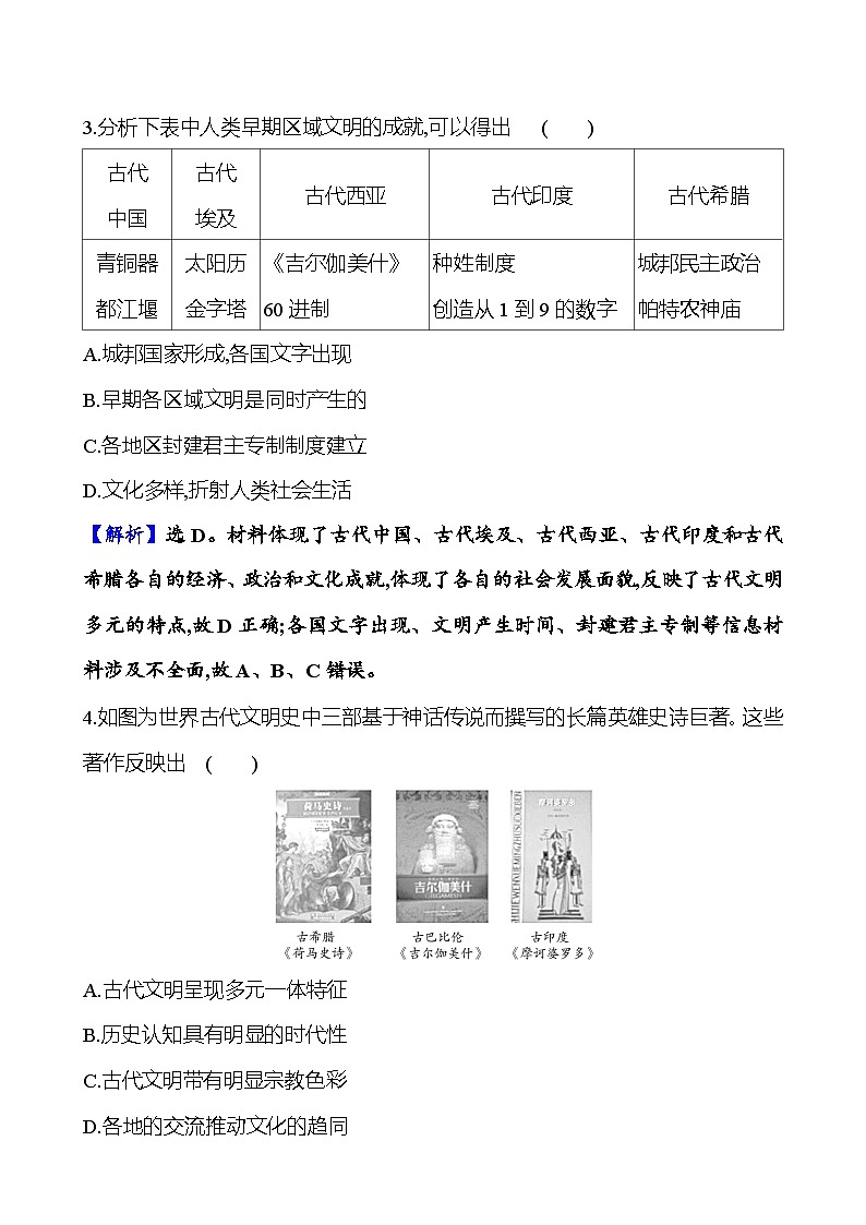 第十八单元古代文明的产生与早期发展（含解析） 2025年高考历史一轮复习专题课时精讲02