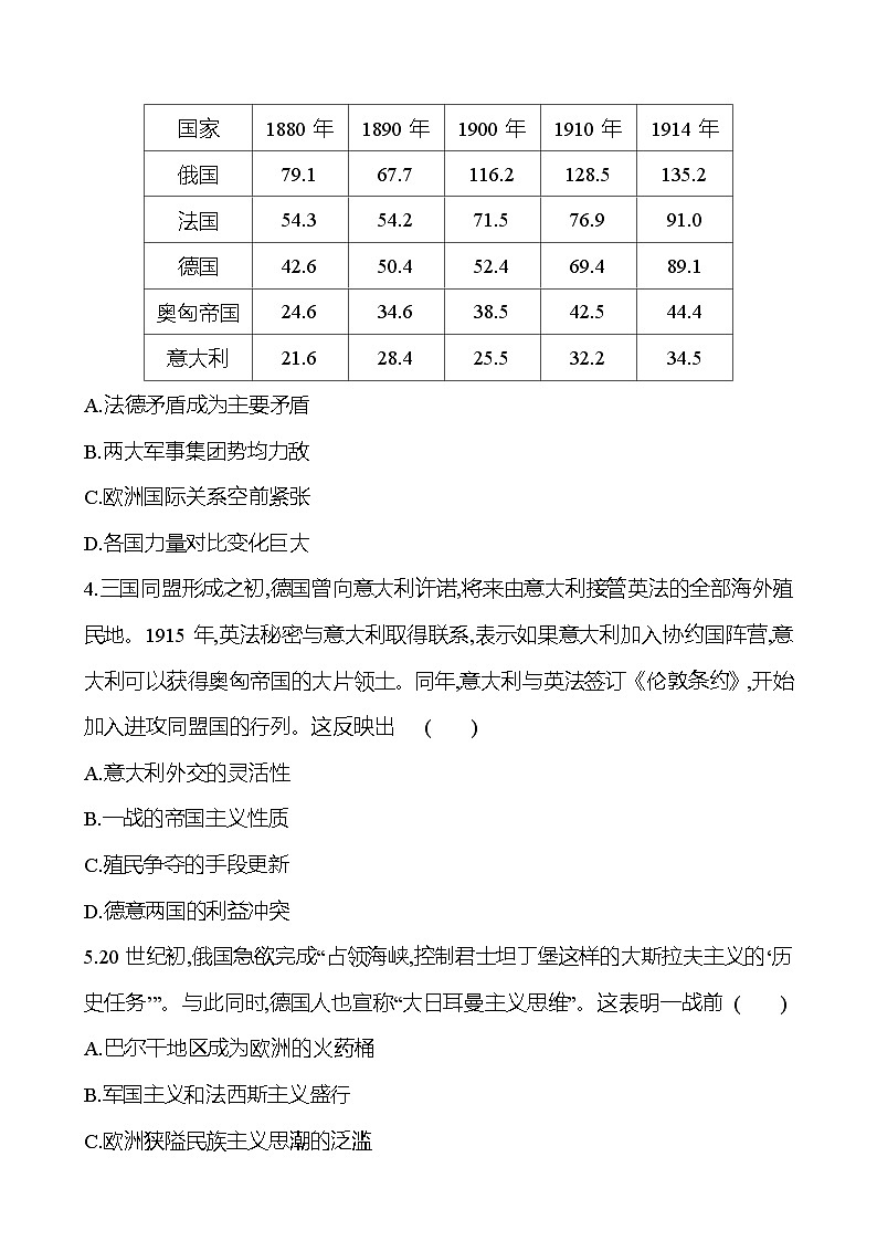 第二十五单元第一次世界大战与战后国际秩序（含解析） 2025年高考历史一轮复习专题课时精讲02