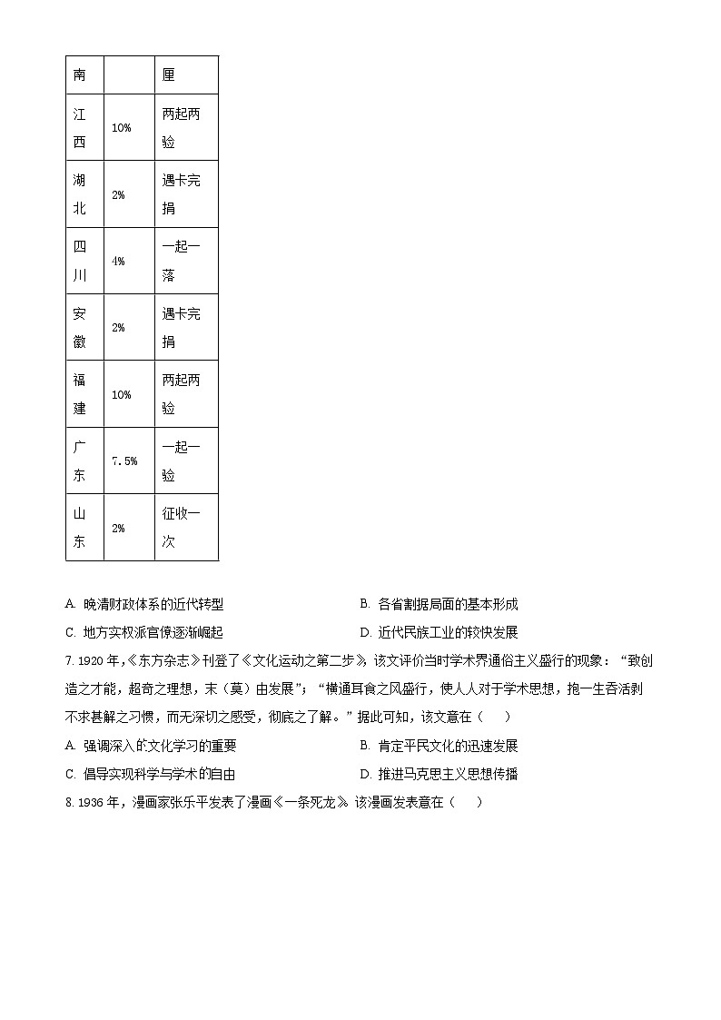 湖南省部分学校2024-2025学年高三年级上学期入学考试历史试题（原卷版）第3页
