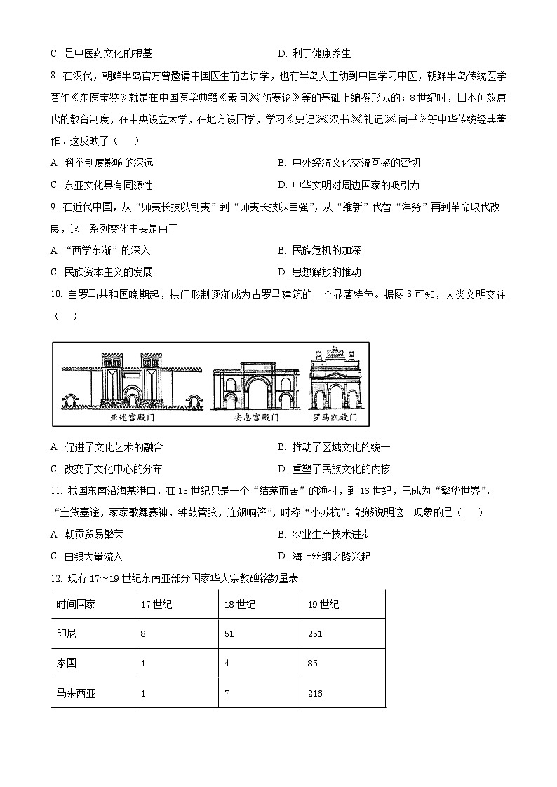 四川省自贡市旭川中学2023-2024学年高二下学期期中历史试题（原卷版）第2页
