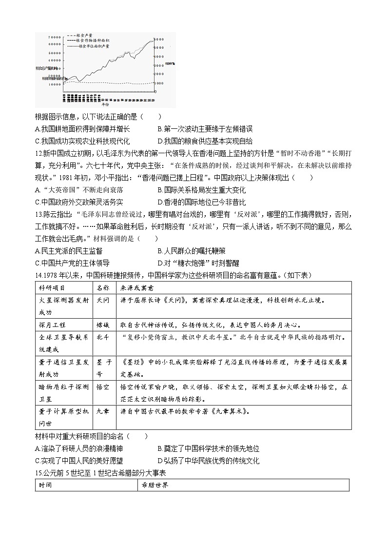 甘肃省张掖市高台县第一中学2023届高三上学期第三次模拟考试历史试题03