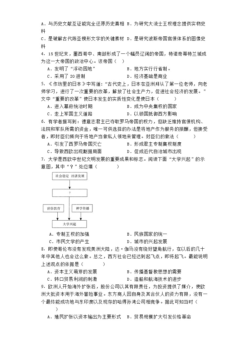 福建省福州市鼓山中学2023-2024学年高一下学期期末历史试题02