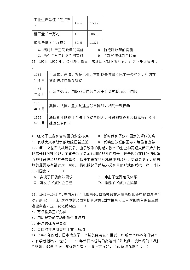 黑龙江省哈尔滨市第三中学校2023-2024学年高一下学期期末考试历史（选考）试卷03