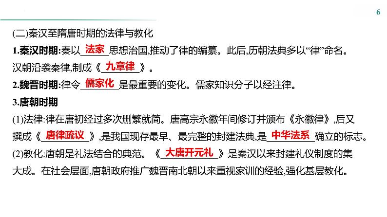 课时33　法律与教化课件---2025届高考历史统编版选择性必修1一轮复习06