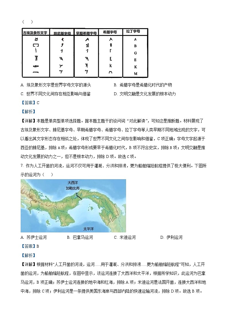 湖南省邵阳市海谊中学2024届高三上学期期末历史试题（解析版）第3页