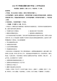 湖南省长沙市望城区长郡斑马湖中学2025届高三上学期开学考试历史试题（原卷版）