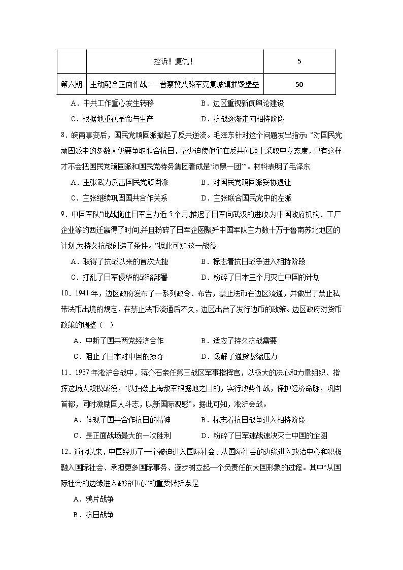 第23课全民浴血奋战与抗日战争的胜利拔高练习  统编版高中历史必修中外历史纲要上03