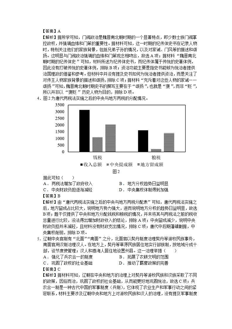 2024届湖南省长郡中学高三上学期期末适应性考试历史试题（解析版）第2页