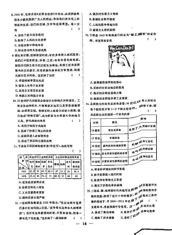 高三历史模拟测试题（四）第2页