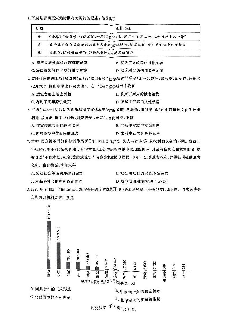 圆创联盟八月联考（历史试卷）第2页