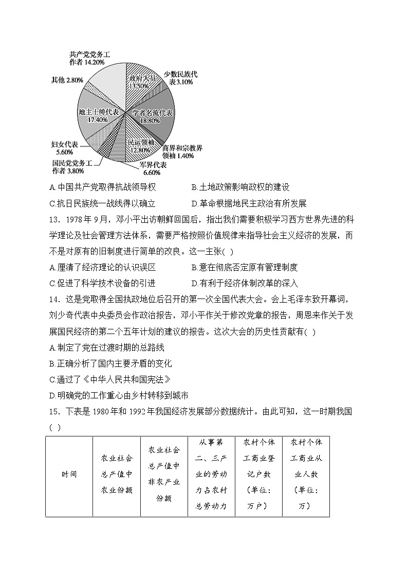 湖南省名校2024-2025学年高三上学期9月月考历史试卷（含解析）第3页