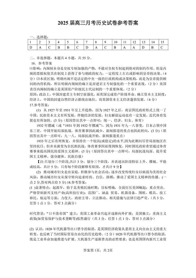 湖北省重点高中智学联盟2025届新高三上学期8月考试历史试卷01
