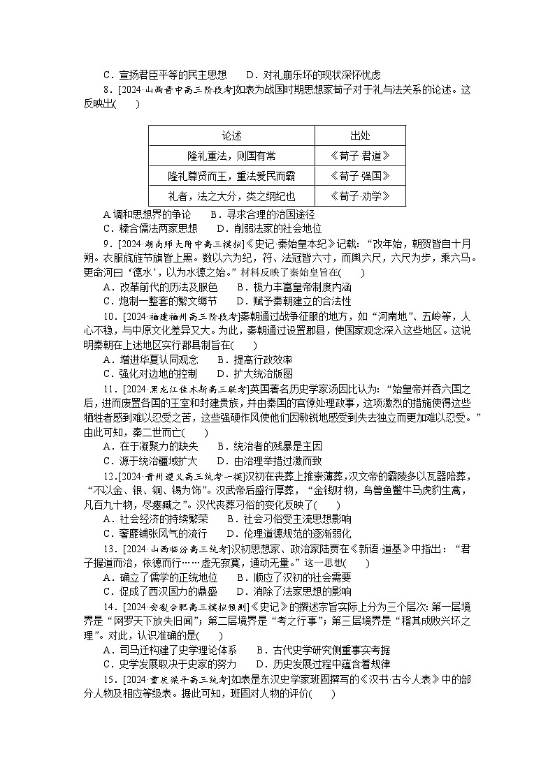 2025届高中历史部编版高考一轮复习单元检测一（含解析）02