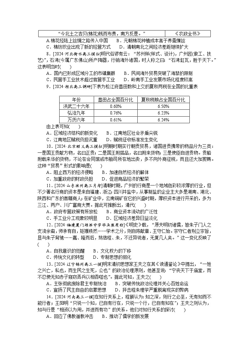 2025届高中历史部编版高考一轮复习单元检测四（含解析）02