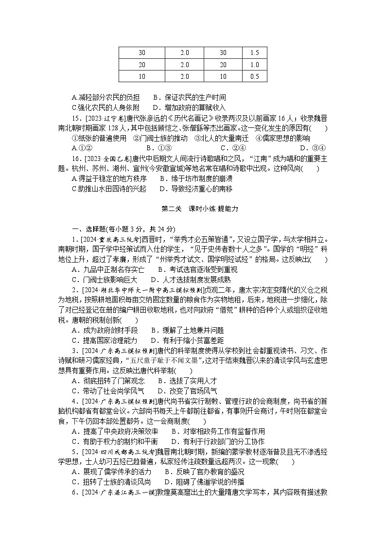 2025届高中历史部编版高考一轮复习课时训练题4（含解析）03