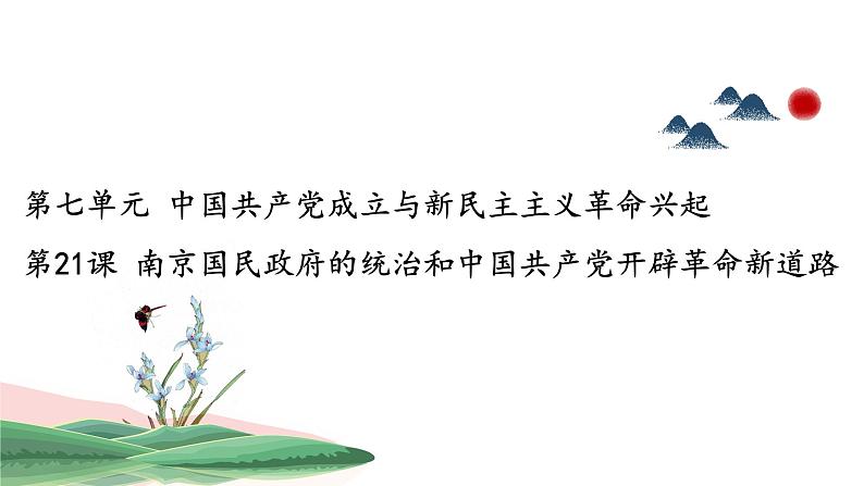 2024-2025学年中外历史纲要上 第21课 南京国民政府的统治和中国共产党开辟革命新道路 课件第1页