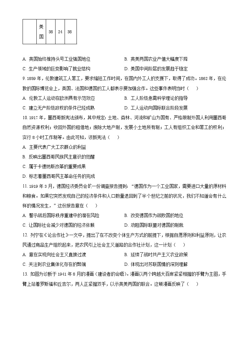安徽省铜陵市2024-2025学年高二上学期开学考试历史试题（原卷版）第3页