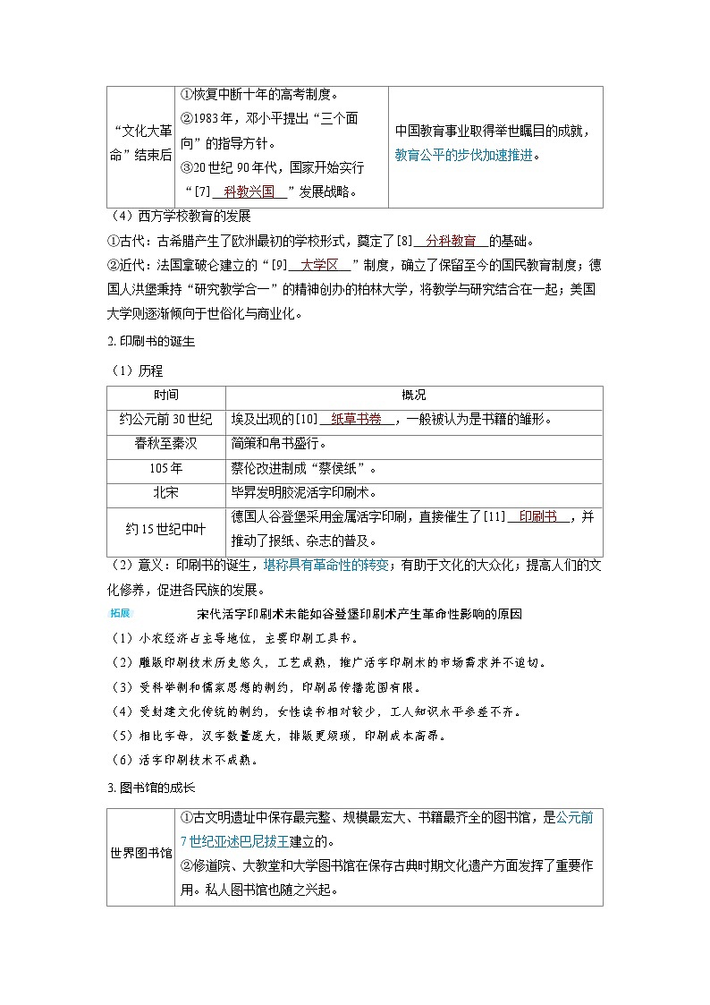 2025年高考历史精品教案第二十九单元文化的传承与保护第70讲文化传承的多种载体及文化遗产第3页