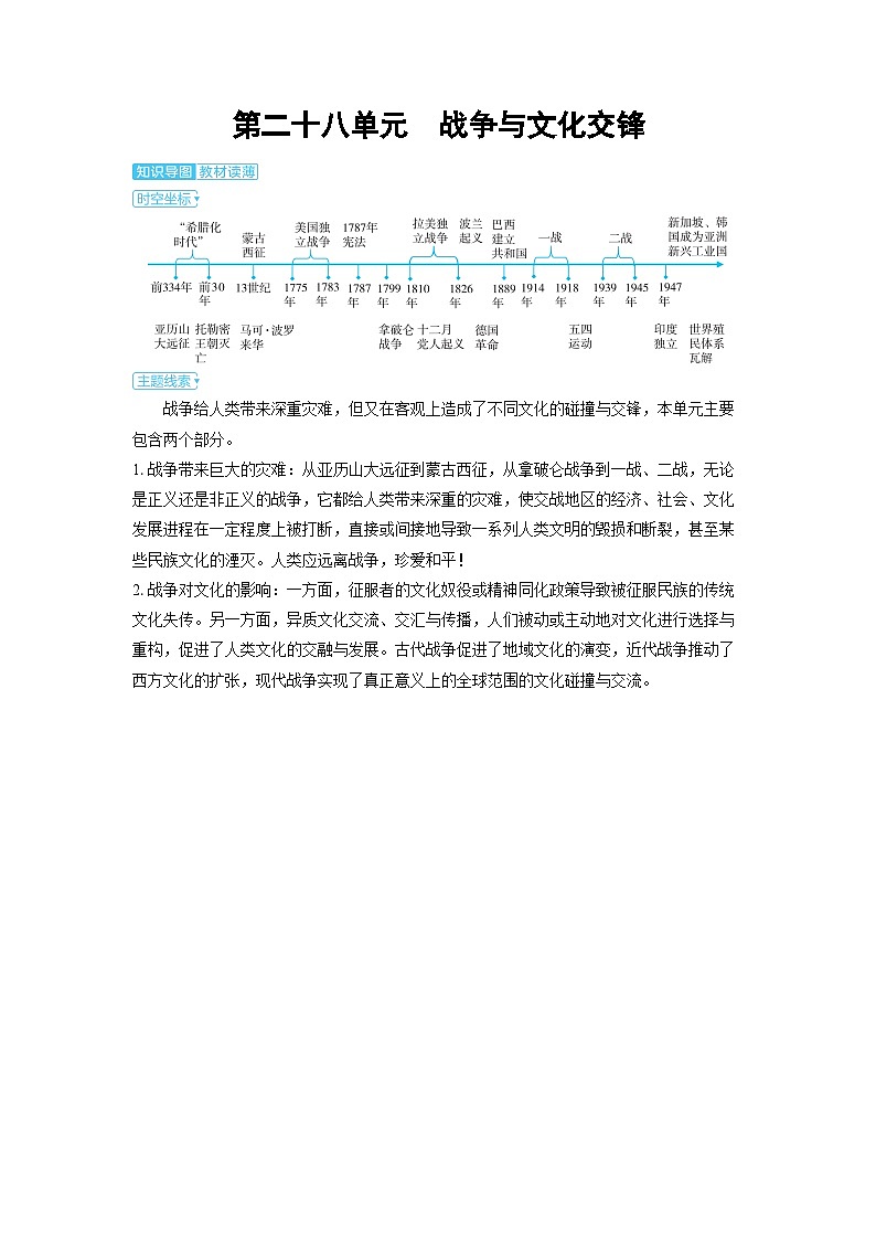 2025年高考历史精品教案第二十八单元战争与文化交锋第二十八单元战争与文化交锋01