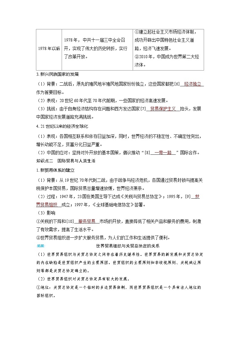 2025年高考历史精品教案第二十二单元商业贸易与日常生活第57讲20世纪以来人类的经济与生活03