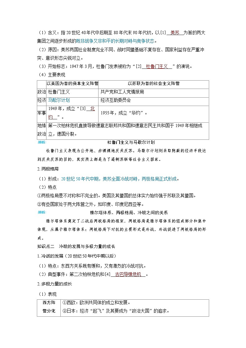 2025年高考历史精品教案第十三单元20世纪下半叶世界的新变化与当代世界的发展变第34讲冷战与国际格局的演变02