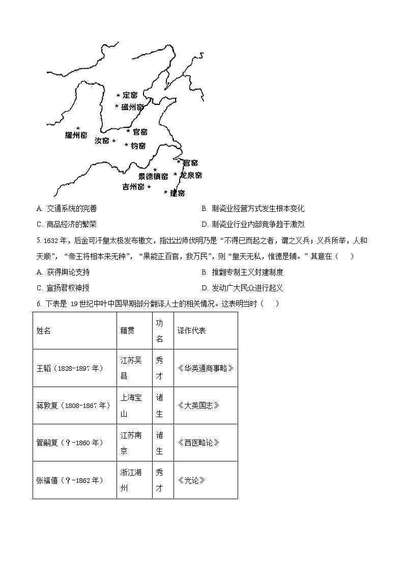 安徽省县中联盟2024-2025学年高三上学期开学考试历史试题（含解析）02
