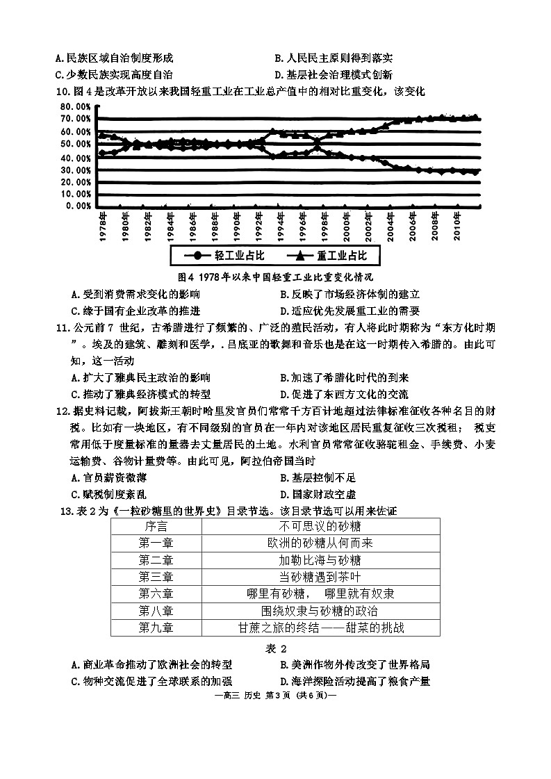 江西省南昌市2024-2025学年高三上学期9月摸底测试历史试题第3页