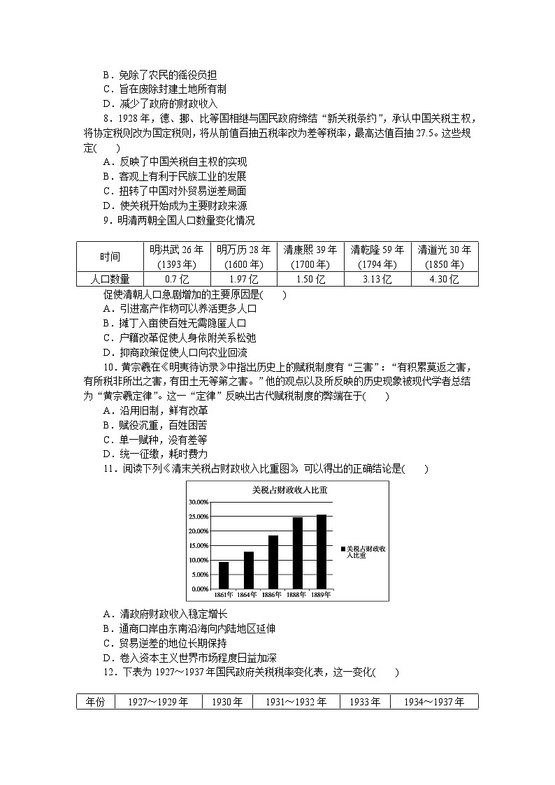 2024—2025高中历史选择性必修1一轮复习课时作业(十六)　中国赋税制度的演变第2页