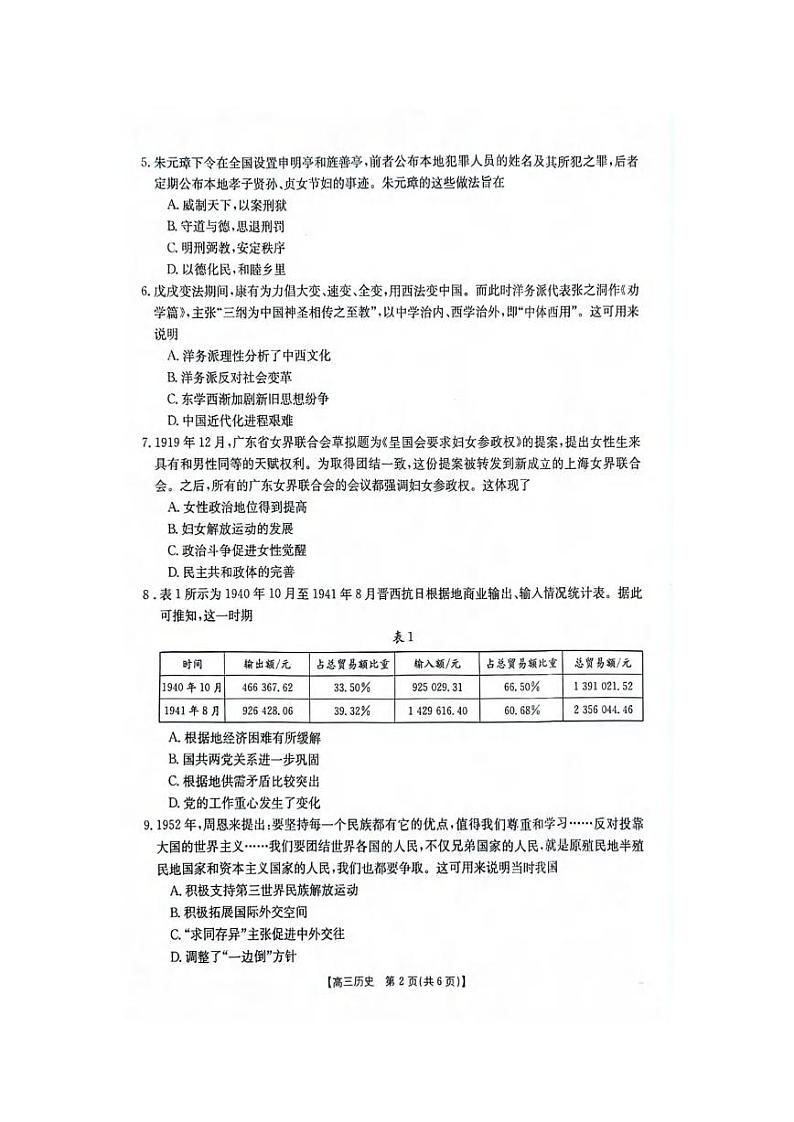 历史丨金太阳江西省2025届高三9月开学考试历史试卷及答案第2页