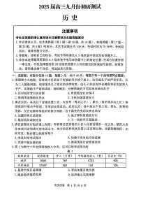 江苏省南通市崇川区2024-2025学年高三上学期九月调研考试历史试题