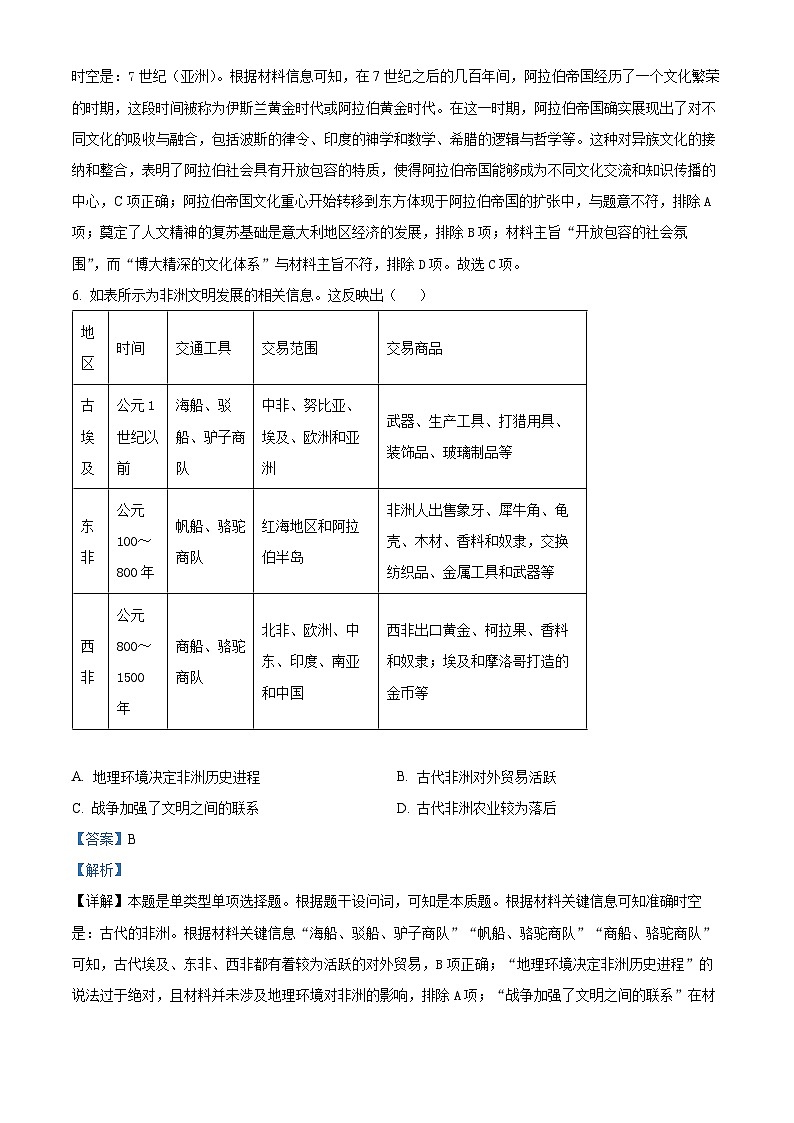 四川省西充中学2024-2025学年高二上学期开学考试历史试题（原卷版+解析版）03