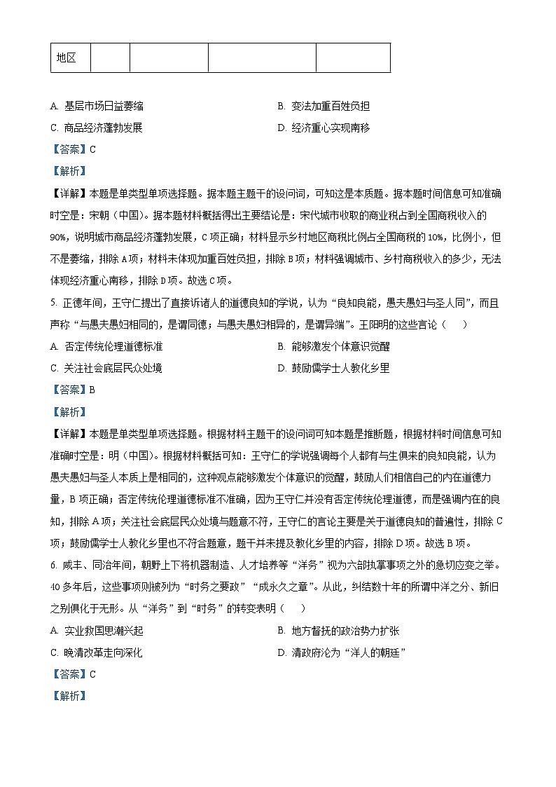 江苏省南通市崇川区2024-2025学年高三上学期九月调研考试历史试题（解析版）03
