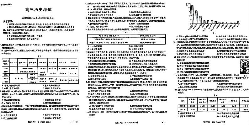新疆2024-2025学年高三上学期9月第一次质量检测历史试卷01