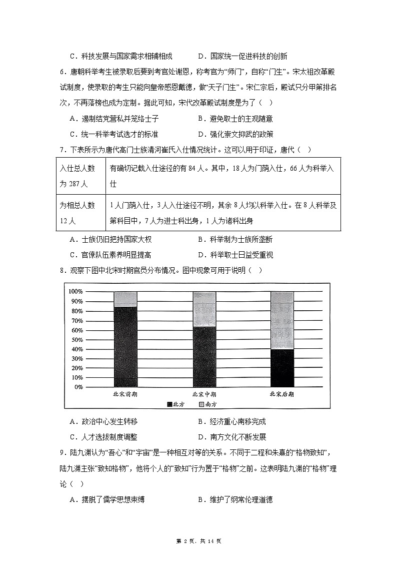 河南省周口市太康县第一高级中学2024-2025学年高三上学期9月月考历史试卷（含解析）第2页