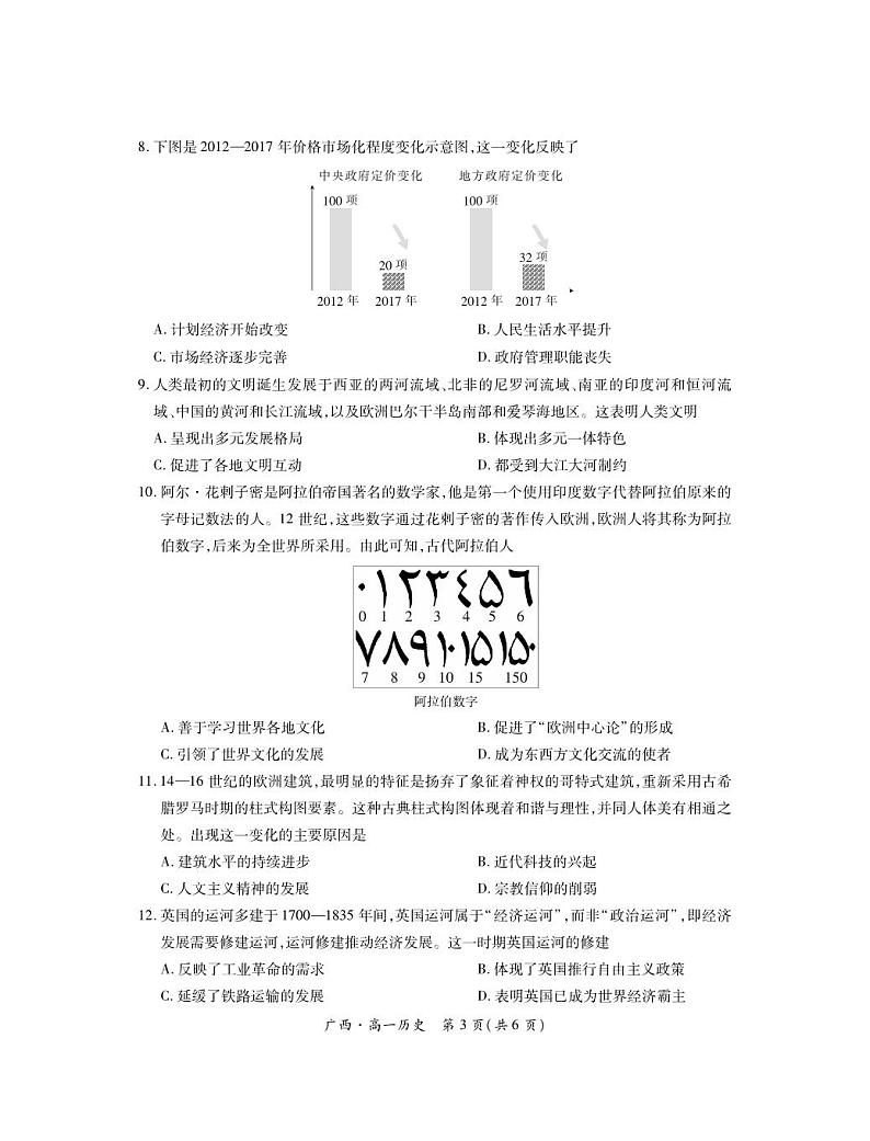 广西壮族自治区2023-2024学年南宁市高一年级下学期期末考试调研测试+历史03