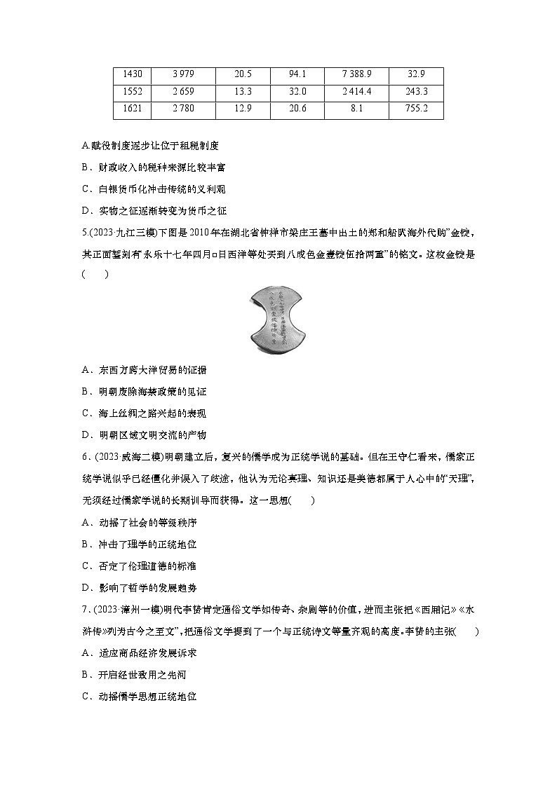 2025届高中历史一轮复习：单元检测五　明清时期：中国版图的奠定与面临的挑战（含答案）第2页