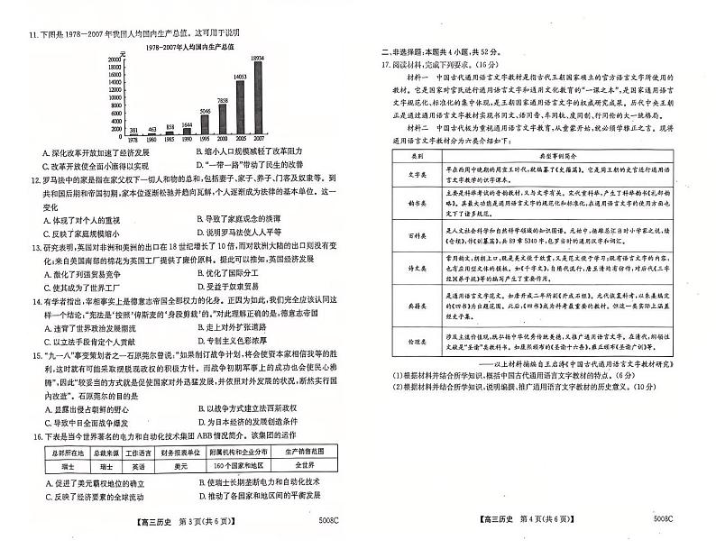 广西壮族自治区南宁市2024-2025学年高三上学期开学摸底考试历史试卷02