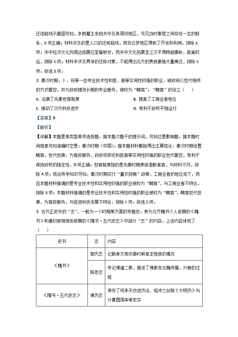 [历史]湖北省武汉市部分学校2024-2025学年高三上学期九月调研考试试题(解析版)第2页