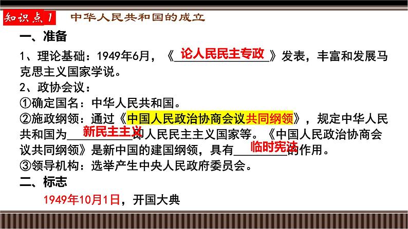 新高考历史一轮复习备课课件 第22讲+中华人民共和国成立和向社会主义的过渡（含答案）第6页