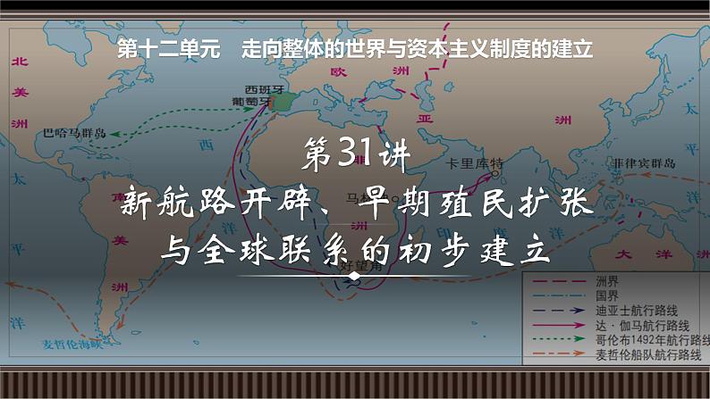 新高考历史一轮复习备课课件 第31讲+新航路开辟、早期殖民扩张与全球联系的初步建立（含答案）01