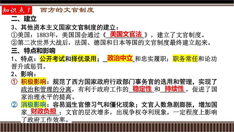 新高考历史一轮复习备课课件 第34讲+文官制度、法律教化、民族国家与国家法（含答案）第5页