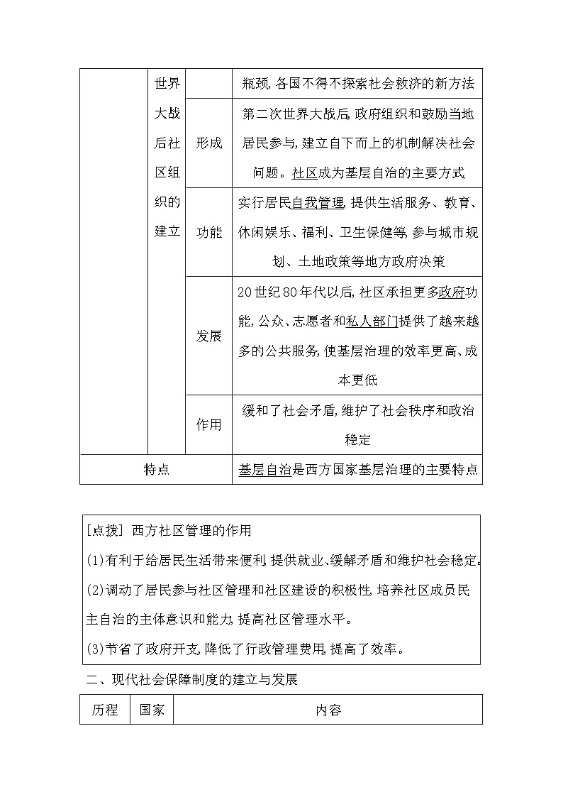 2024-2025学年选择性必修一 第18课　世界主要国家的基层治理与社会保障 学案第3页